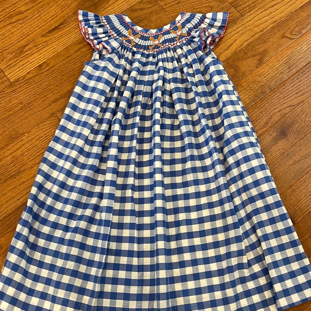 Baseball smocked dress